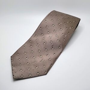 Bill Robinson 100% Silk Beige Tan Geometric Men's Tie